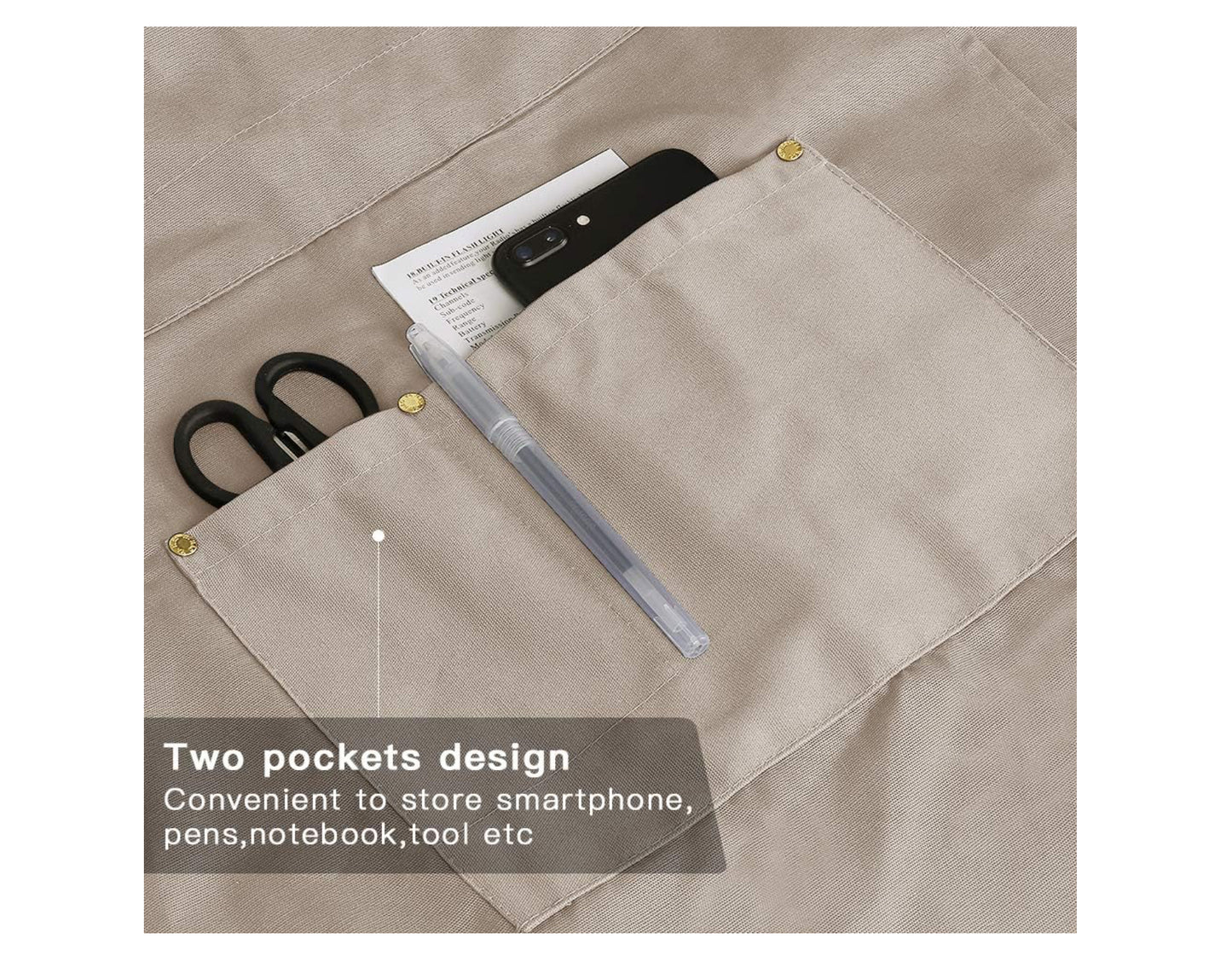 Crossback Apron with Pockets x2,Split Apron with Adjustable Straps,M-XXL