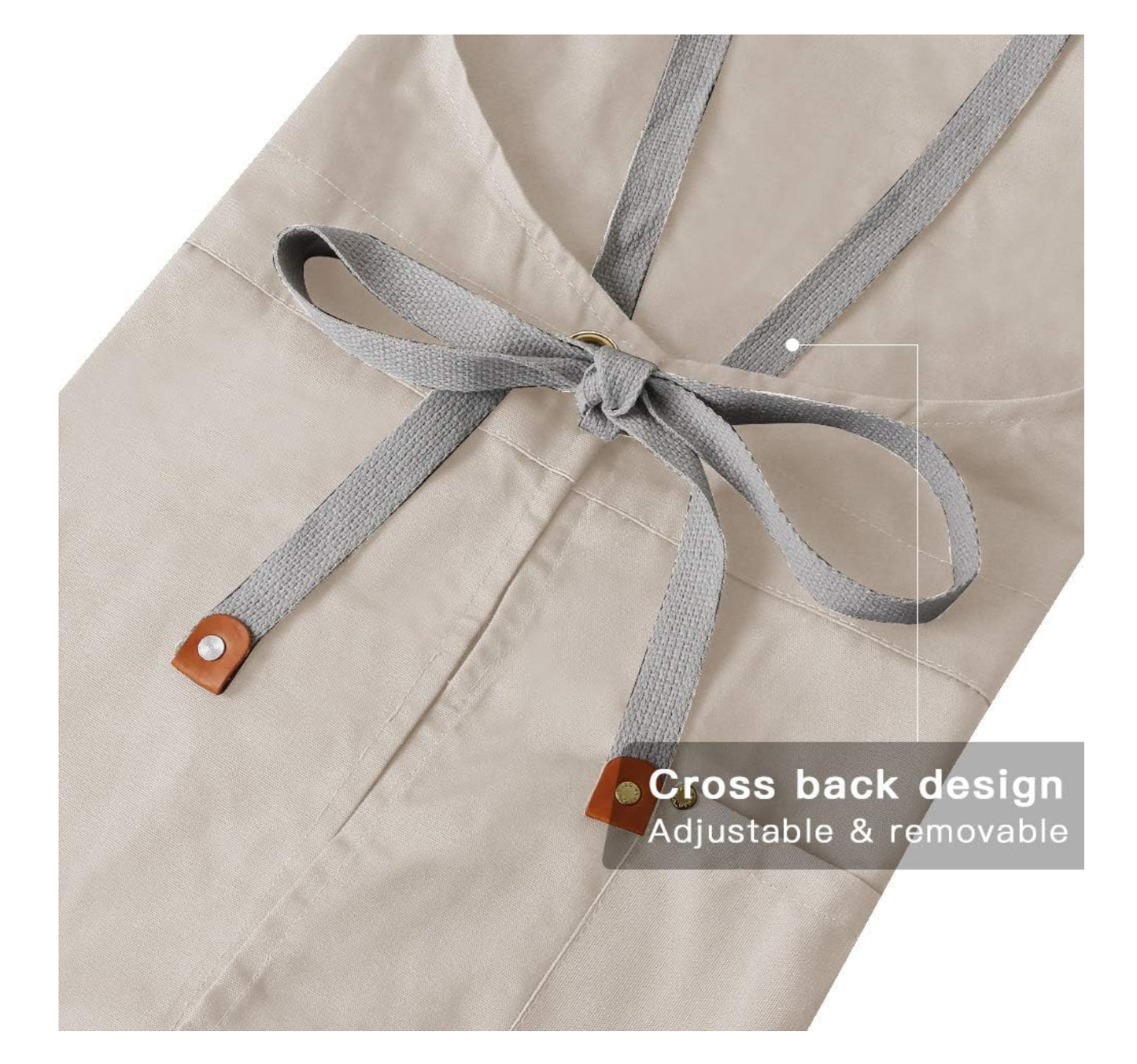 Crossback Apron with Pockets x2,Split Apron with Adjustable Straps,M-XXL