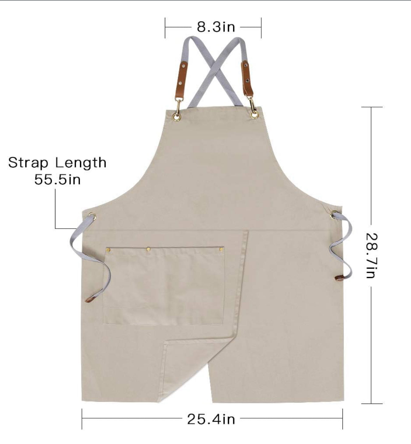 Crossback Apron with Pockets x2,Split Apron with Adjustable Straps,M-XXL